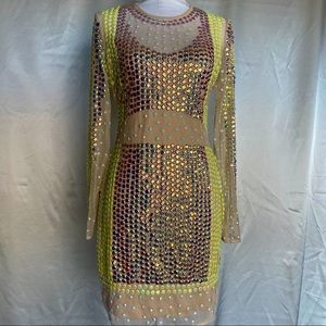 Nude & Neon/Iridescent Mini Dress.